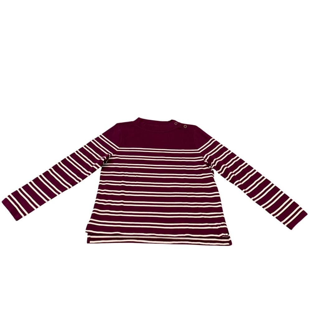 Talbots Purple and White Striped 100% Cotton Pullover Mock Neck Top Size L NWOT